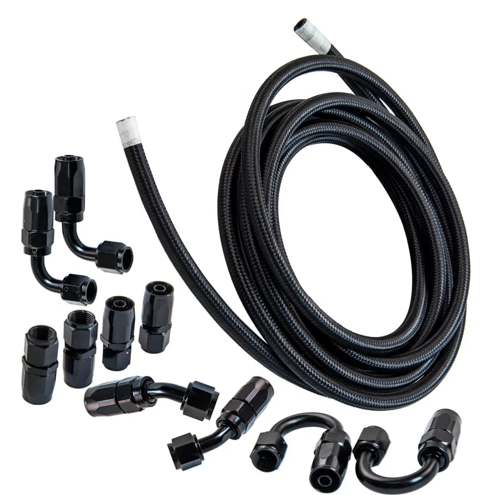 High Flow -6AN Fuel Line 16FT Black Braided Hose Kit with Swivel Fitting Set
High Flow -6AN Fuel Line 16FT Black Braided Hose Kit with Swivel Fitting Set