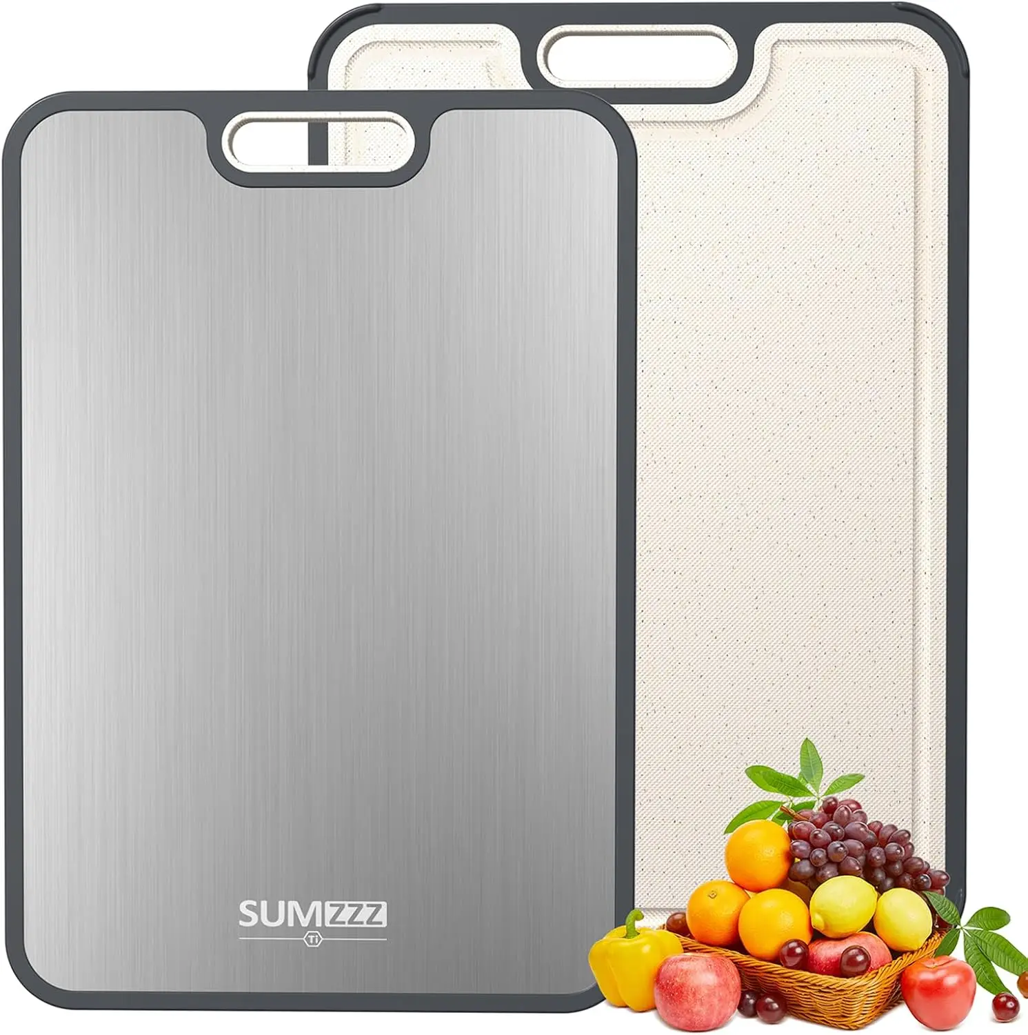 2-in-1 Titanium & PP Cutting Board, 15"x10.3", Double Sided, Non-Stick, Easy Clean, Juice Groove
2-in-1 Titanium & PP Cutting Board, 15"x10.3", Double Sided, Non-Stick, Easy Clean, Juice Groove