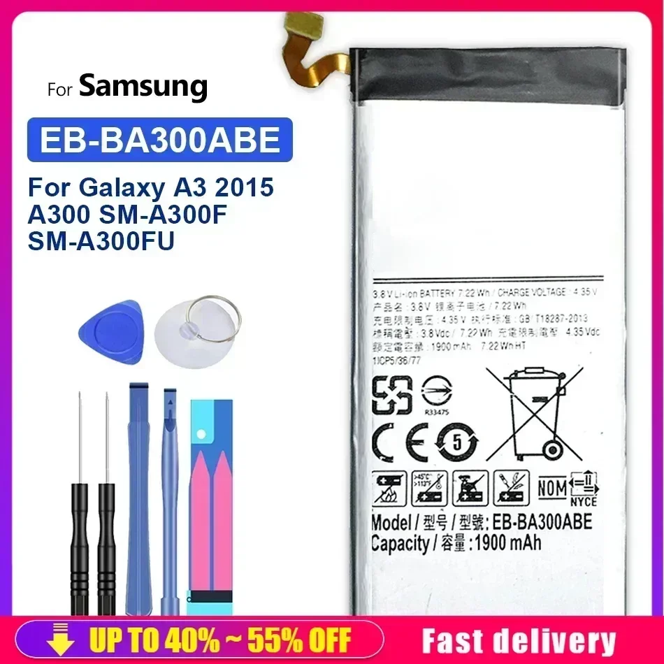 Аккумулятор EB-BA300ABE 1900 мАч для телефона Samsung GALAXY A3 2015 A3009 A300 A300X A300H A300F A300FU A300G A300M A3000
Аккумулятор EB-BA300ABE 1900 мАч для телефона Samsung GALAXY A3 2015 A3009 A300 A300X A300H A300F A300FU A300G A300M A3000