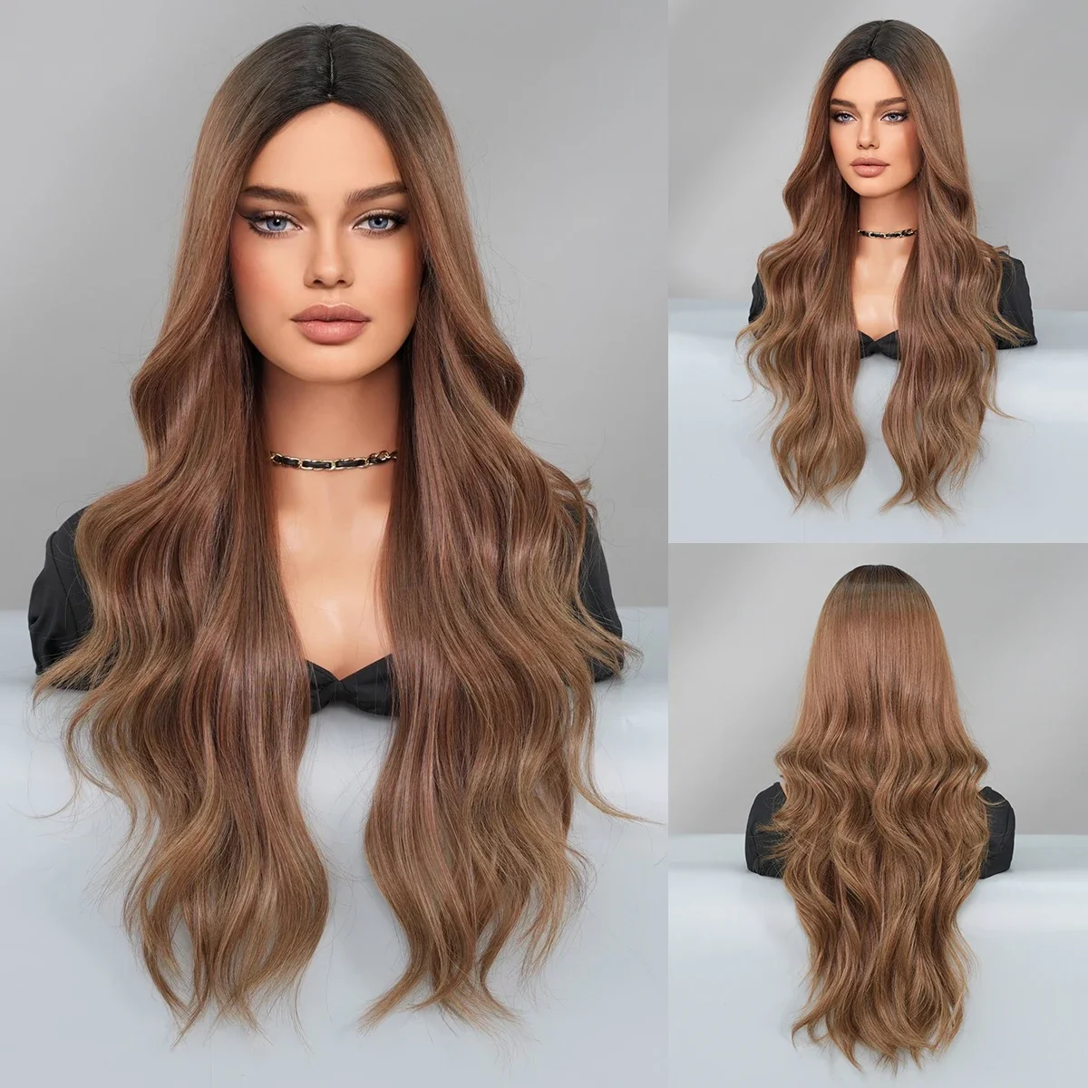 PARK YUN Long Loose Wavy Light Brown Wigs With Dark Roots High Quality Synthetic Layered Middle Part Light Brown Wig For Women
PARK YUN Long Loose Wavy Light Brown Wigs With Dark Roots High Quality Synthetic Layered Middle Part Light Brown Wig For Women