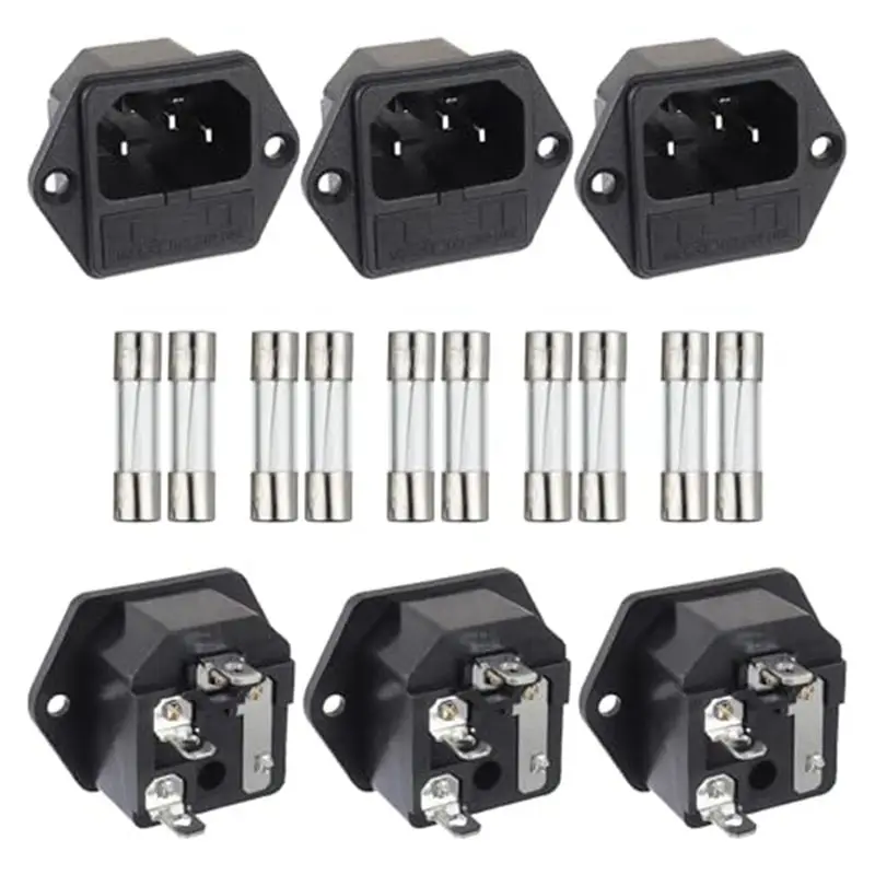 BHTS-1 Set Black AC 250V 10A 2 In 1 Mount Inlet Module Plug Socket Power Entry Connector Male Blades With 10A Fuse(Pack Of 6Pcs)
BHTS-1 Set Black AC 250V 10A 2 In 1 Mount Inlet Module Plug Socket Power Entry Connector Male Blades With 10A Fuse(Pack Of 6Pcs)
