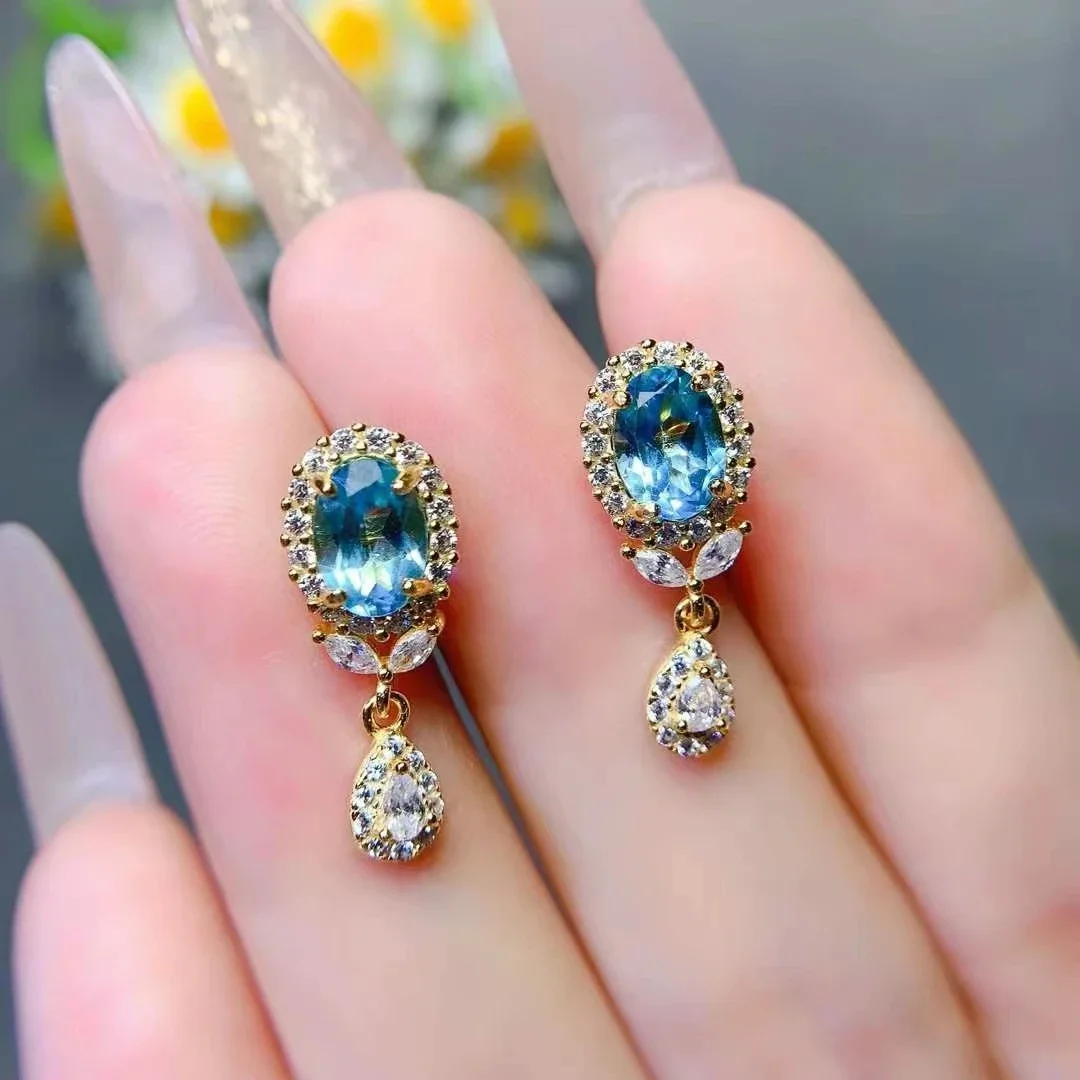 Allergy Free 925 Silver Topaz Stud Earring 5mm*7mm Total 1.4ct Natural Topaz Earrings with Thick 18K Gold Plating
Allergy Free 925 Silver Topaz Stud Earring 5mm*7mm Total 1.4ct Natural Topaz Earrings with Thick 18K Gold Plating
