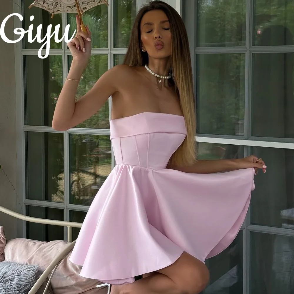 Giyu Modern Strapless Pink A-line Short Prom Dress New Sleeveless Pleat Cocktail Formal Dress Customized فساتين سهرة
Giyu Modern Strapless Pink A-line Short Prom Dress New Sleeveless Pleat Cocktail Formal Dress Customized فساتين سهرة