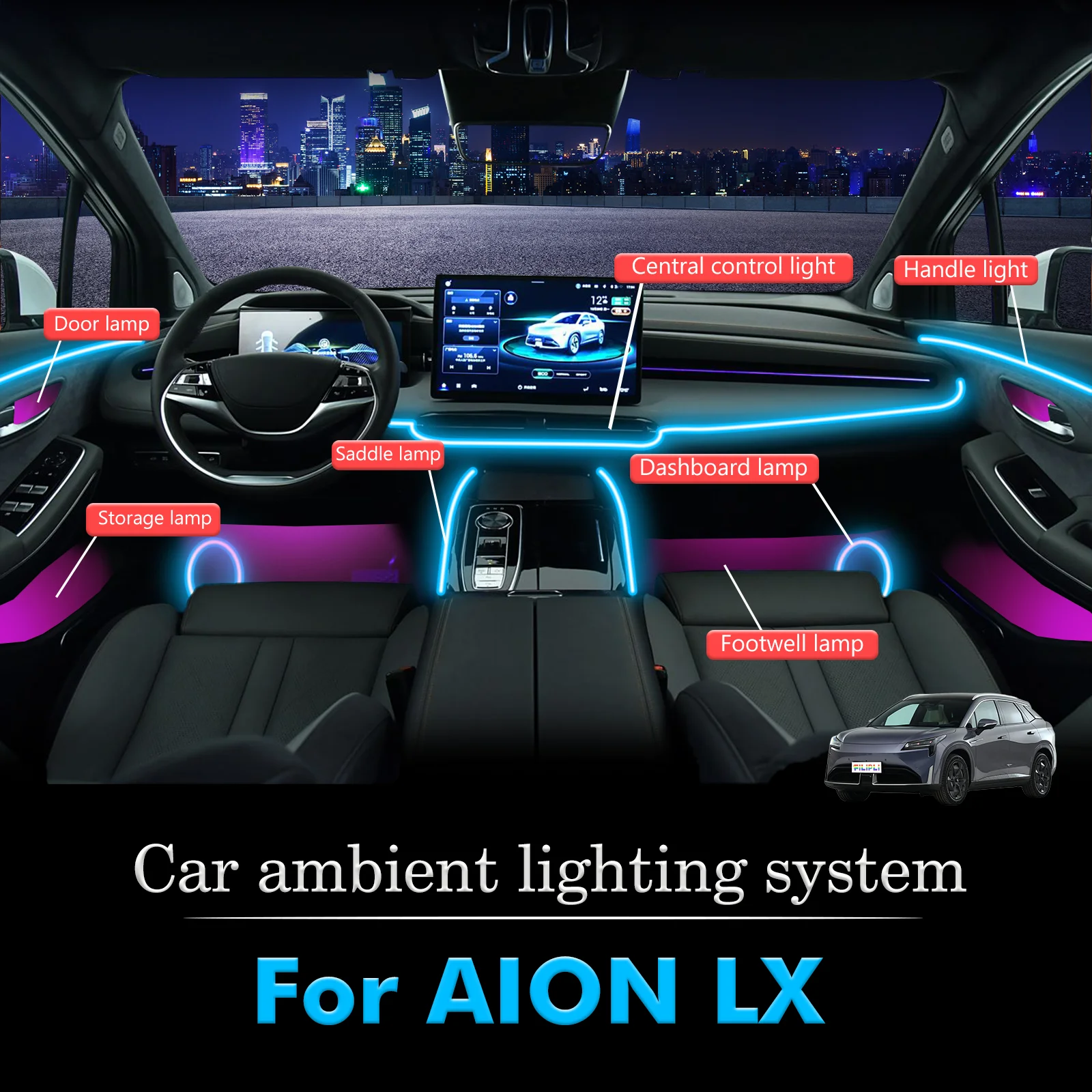 For AION LX Car Interior Mood Ambient Light RGB 64-Color LED Smart Remote Control Atmosphere Lamp Energy Saving Kit
For AION LX Car Interior Mood Ambient Light RGB 64-Color LED Smart Remote Control Atmosphere Lamp Energy Saving Kit