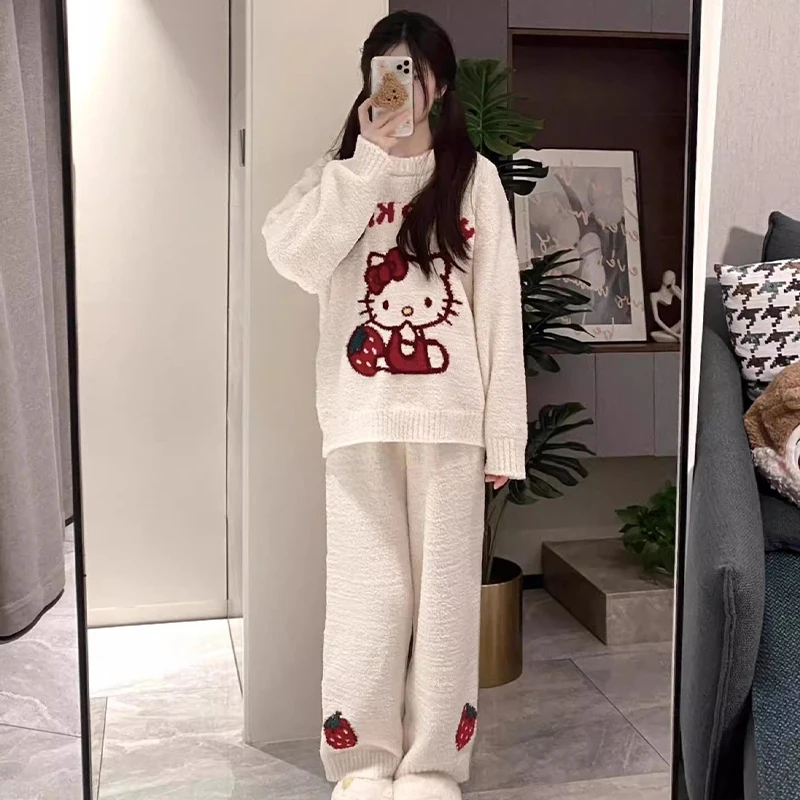 Hello Kitty Half Velvet Sleepwear Women's Winter Loose and Lazy Style with Velvet Warm Knitted Home Clothes Set Christmas Gift
Hello Kitty Half Velvet Sleepwear Women's Winter Loose and Lazy Style with Velvet Warm Knitted Home Clothes Set Christmas Gift