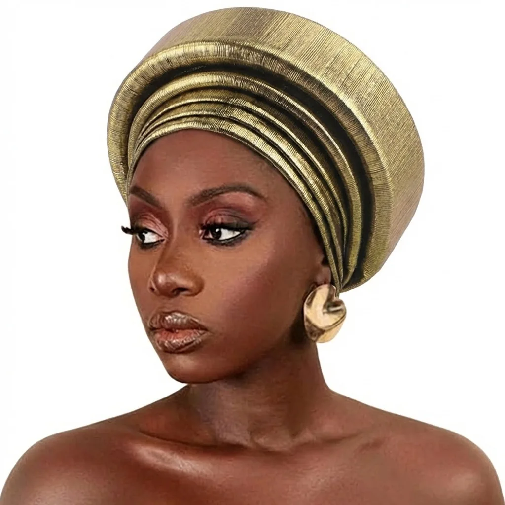 Новая женская блестящая африканская шапка-тюрбан Gele, головной убор для женщин, нигерийская праздничная повязка на голову, мусульманский головной убор, тюрбан
Новая женская блестящая африканская шапка-тюрбан Gele, головной убор для женщин, нигерийская праздничная повязка на голову, мусульманский головной убор, тюрбан
