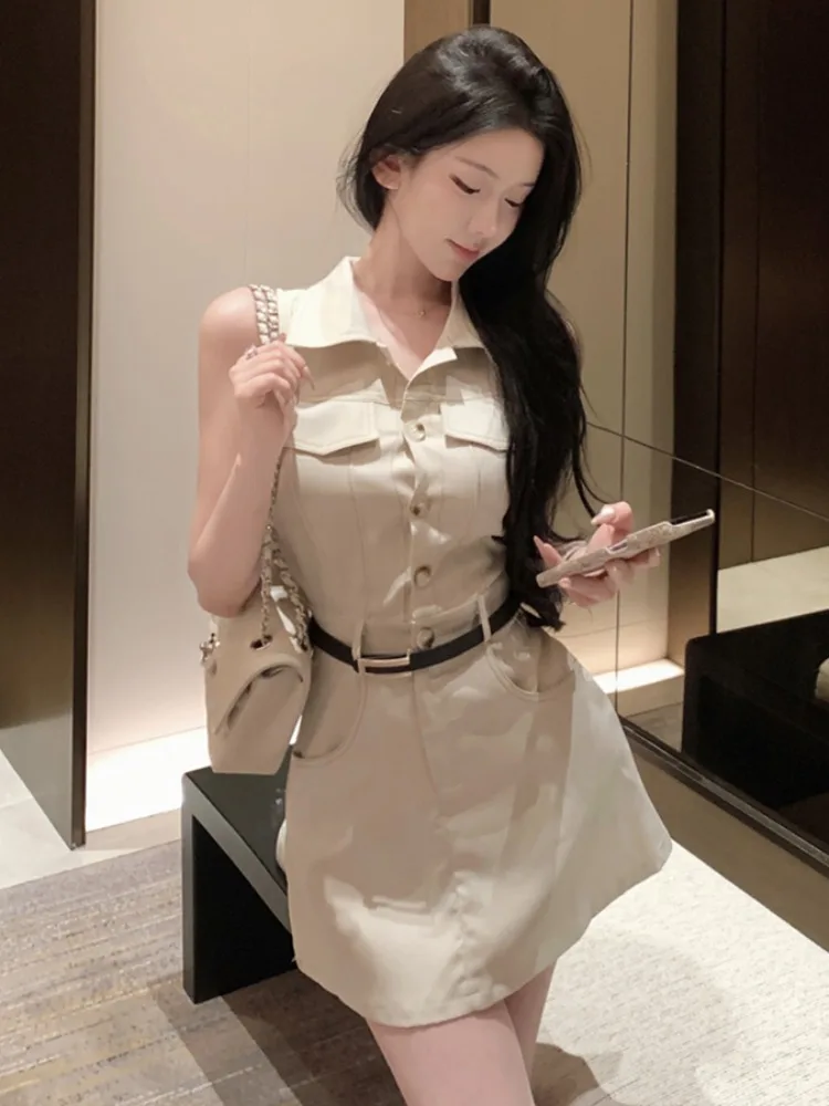 Slimming High Waist Collar Sleeveless Workwear Dress Summer Design Waist Cinching Slimming Effect Korean Style Dress
Slimming High Waist Collar Sleeveless Workwear Dress Summer Design Waist Cinching Slimming Effect Korean Style Dress