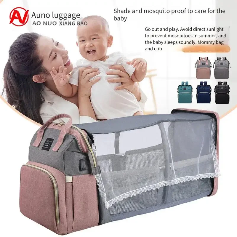 2-in-1 Convertible Mommy Bag and Portable Baby Bed Large Diaper Backpack with Insulated Pocket Foldable Nursery Tote for Travel
2-in-1 Convertible Mommy Bag and Portable Baby Bed Large Diaper Backpack with Insulated Pocket Foldable Nursery Tote for Travel