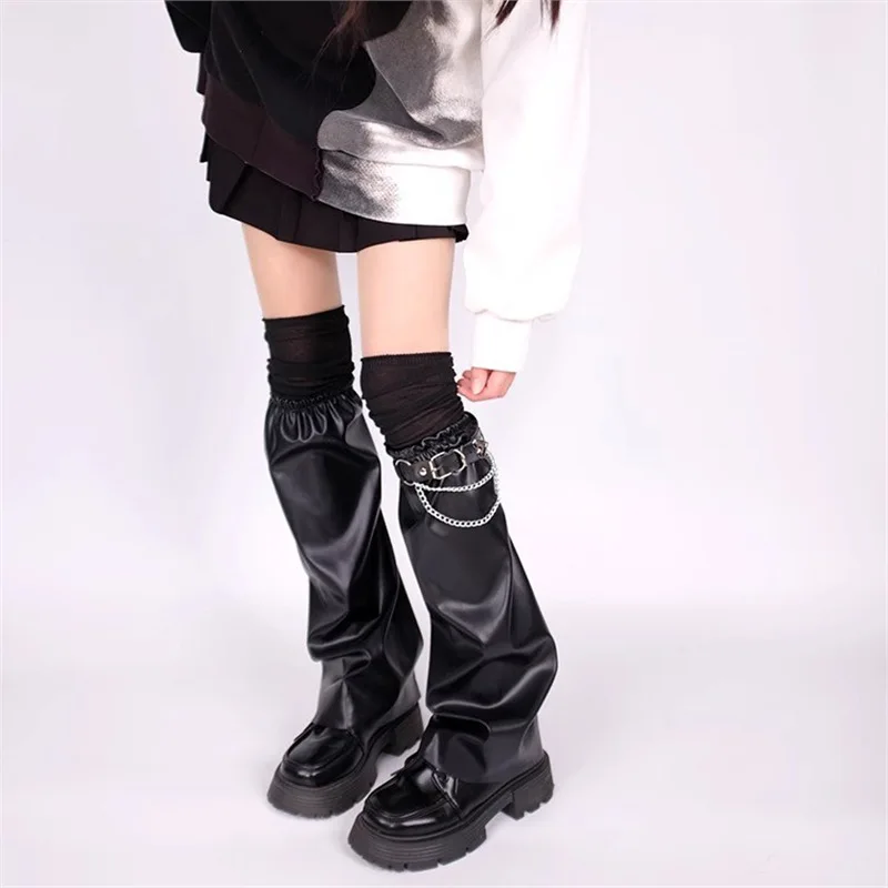 Y2K Faux Leather Leg Warmers with Chain Buckle Punk Gothic Thigh High Socks Covers Sweet Cool Grunge Streetwear for Women
Y2K Faux Leather Leg Warmers with Chain Buckle Punk Gothic Thigh High Socks Covers Sweet Cool Grunge Streetwear for Women