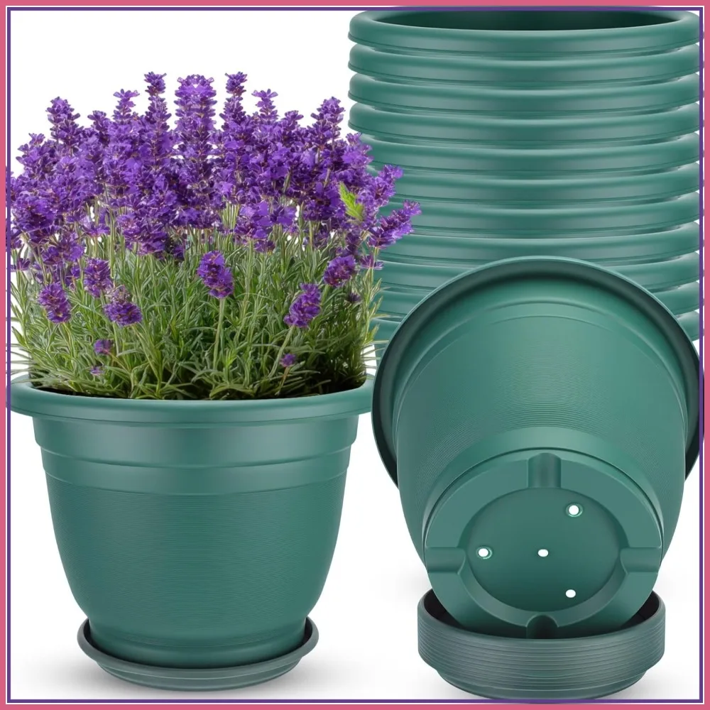 12 Pcs 12 inch Plastic Plant Pots with Saucers, Round Planter for Indoor Outdoor
12 Pcs 12 inch Plastic Plant Pots with Saucers, Round Planter for Indoor Outdoor