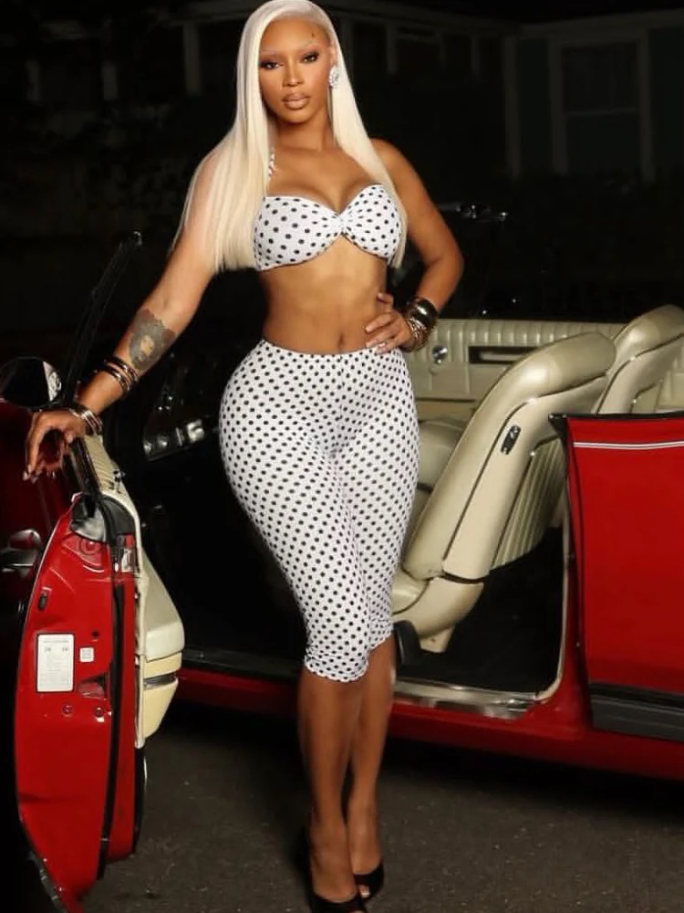 Beyprern Polka Dot Print 2 Piece Set Women Summer Outfits Halter Backless Crop Top and Bodycon Biker Shorts Matching Set
Beyprern Polka Dot Print 2 Piece Set Women Summer Outfits Halter Backless Crop Top and Bodycon Biker Shorts Matching Set