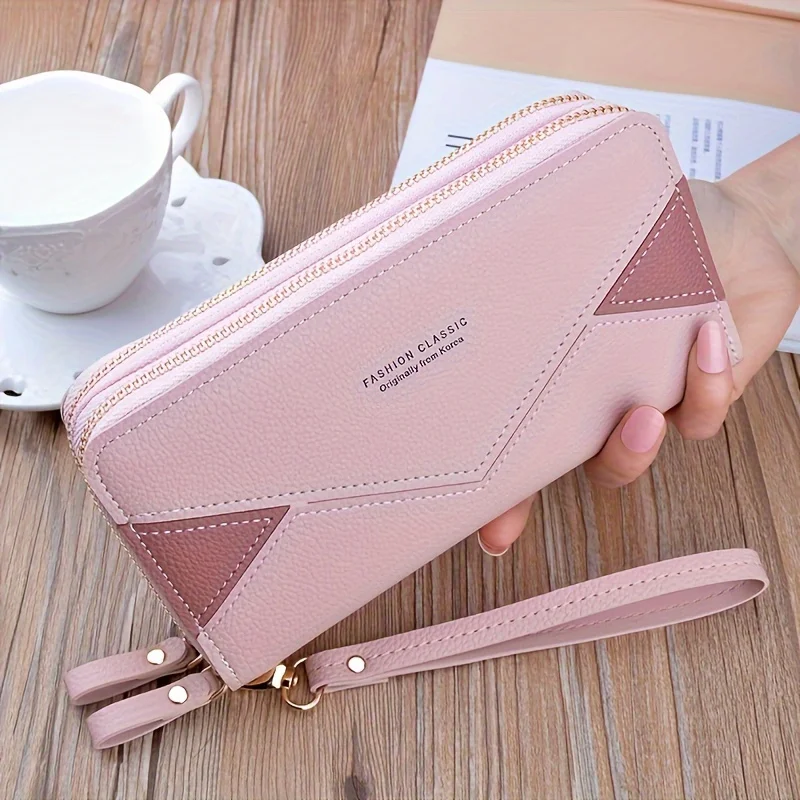 Женский длинный кошелек, клатч с двойной молнией, стильный узор личи, двухслойный зажим для денег, сумка для мобильного телефона, кожаный кошелек
Женский длинный кошелек, клатч с двойной молнией, стильный узор личи, двухслойный зажим для денег, сумка для мобильного телефона, кожаный кошелек