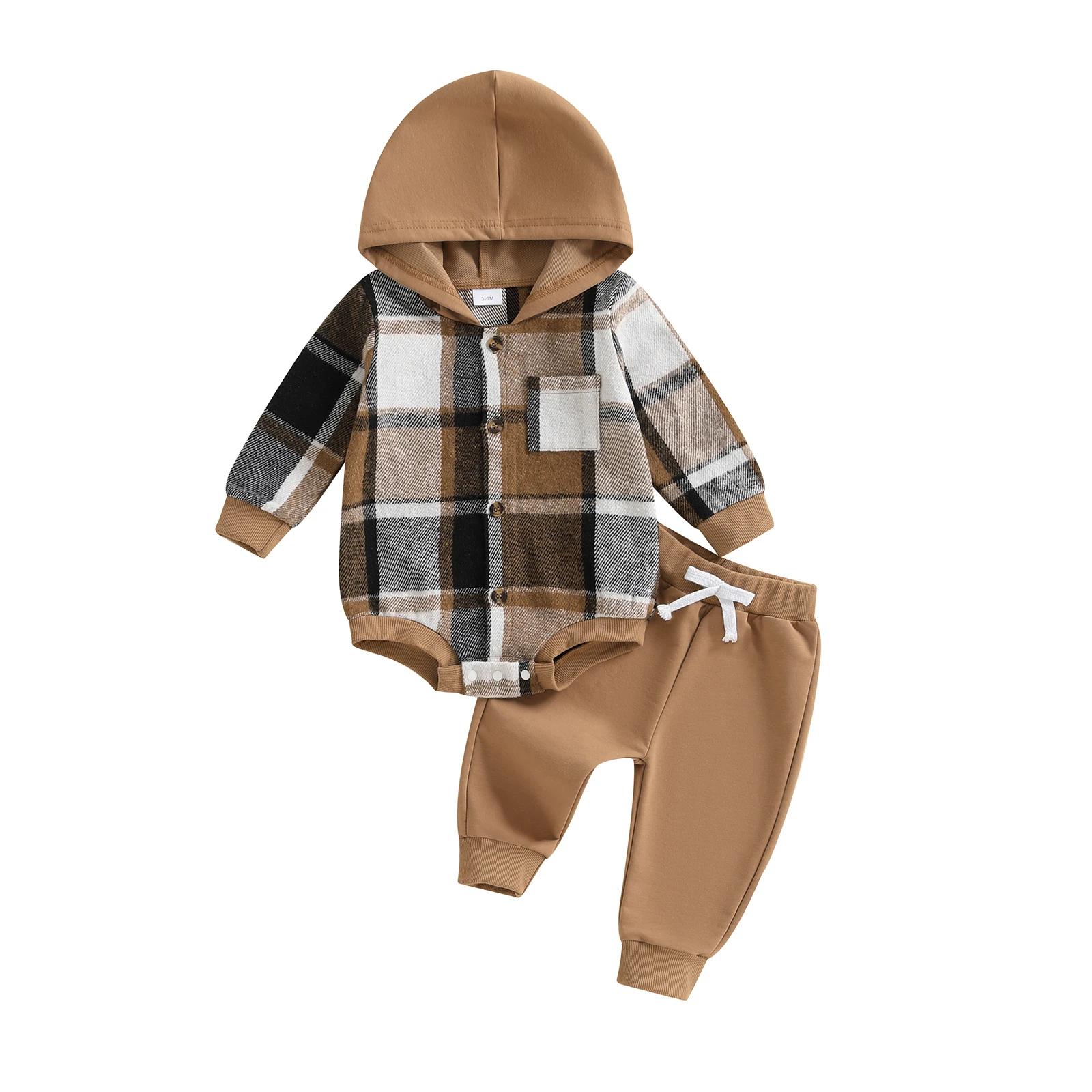 Toddler Baby Boy Fall Outfit Plaid Long Sleeve Hooded Romper Solid Elastic Waist Jogger Pants 2 Piece Set
Toddler Baby Boy Fall Outfit Plaid Long Sleeve Hooded Romper Solid Elastic Waist Jogger Pants 2 Piece Set