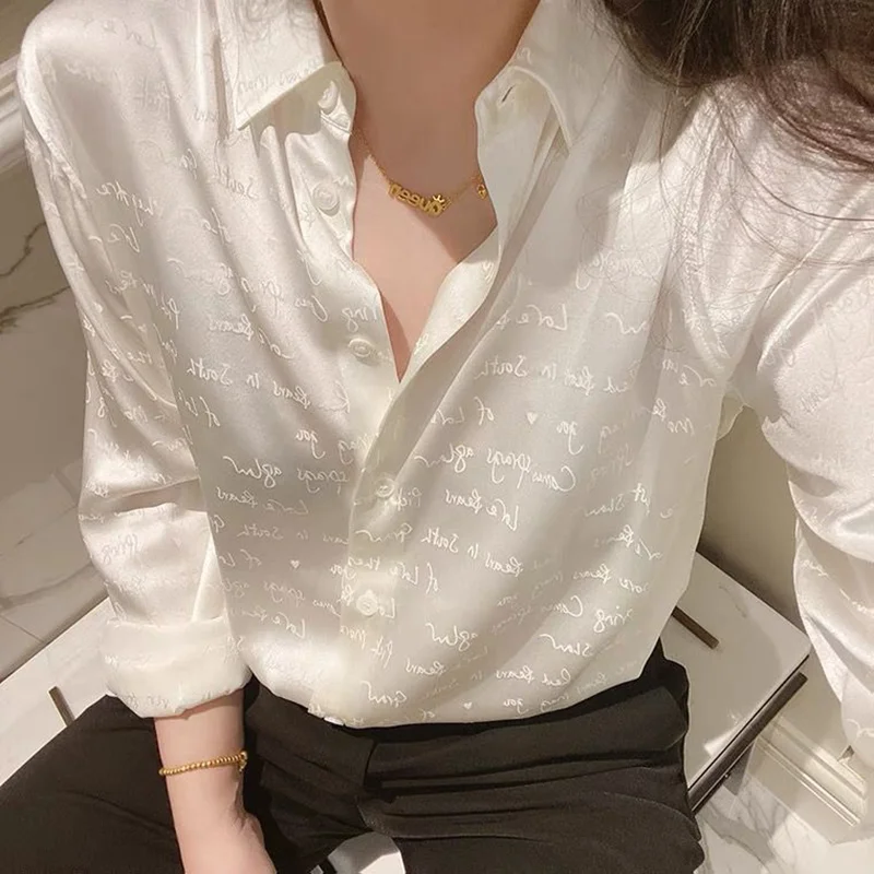 Elegant White Silk Shirts for Women Casual Long Sleeve Korean Fashion Y2k Clothes Slim Ins Blouses Office Sexy Ladies Tops Mujer
Elegant White Silk Shirts for Women Casual Long Sleeve Korean Fashion Y2k Clothes Slim Ins Blouses Office Sexy Ladies Tops Mujer