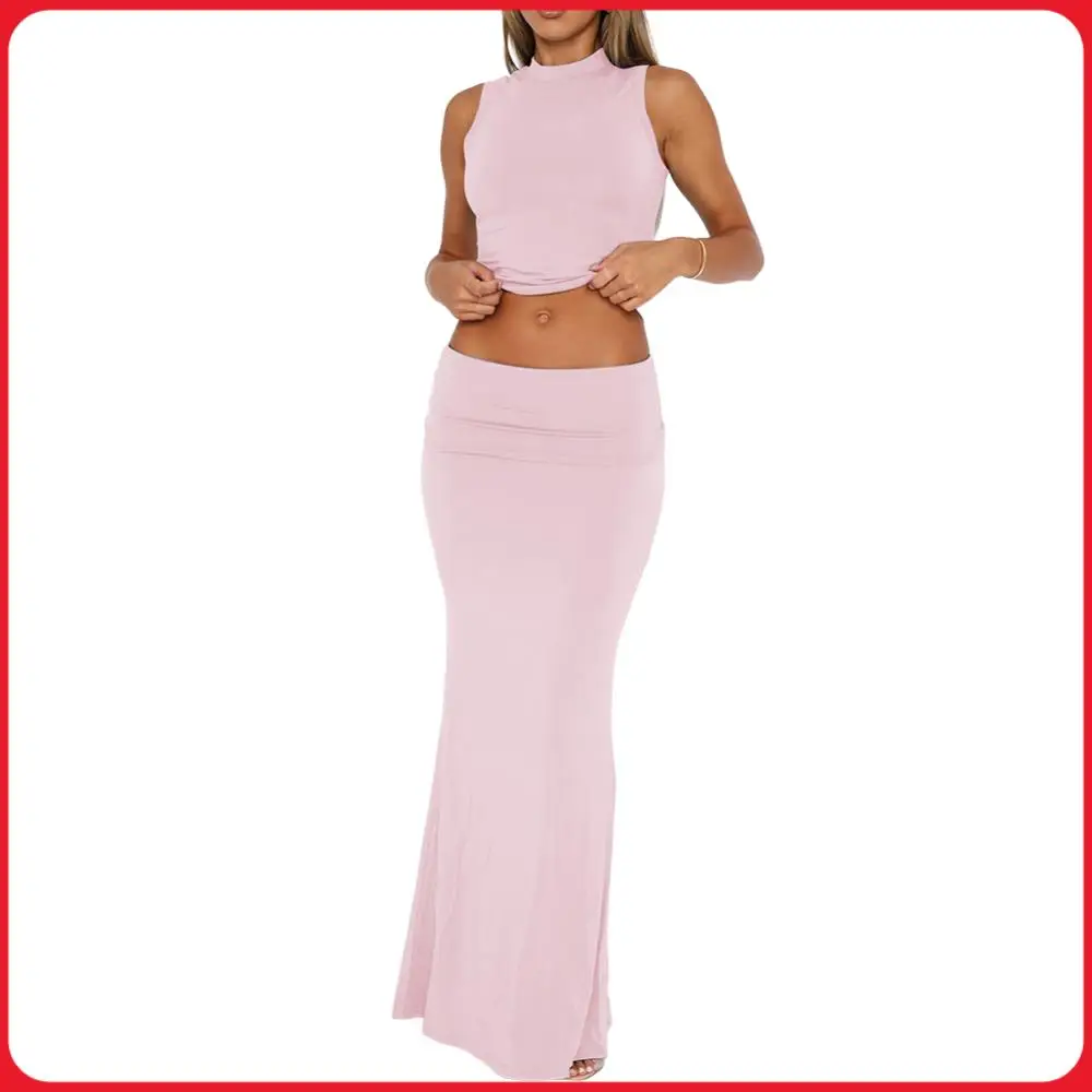 Women Long Skirt with Crop Tank Top Slim Fit Mock Neck Crop Tops Long Skirt Crew Neck Cocktail Party Clothing Clubwear Clothing
Women Long Skirt with Crop Tank Top Slim Fit Mock Neck Crop Tops Long Skirt Crew Neck Cocktail Party Clothing Clubwear Clothing