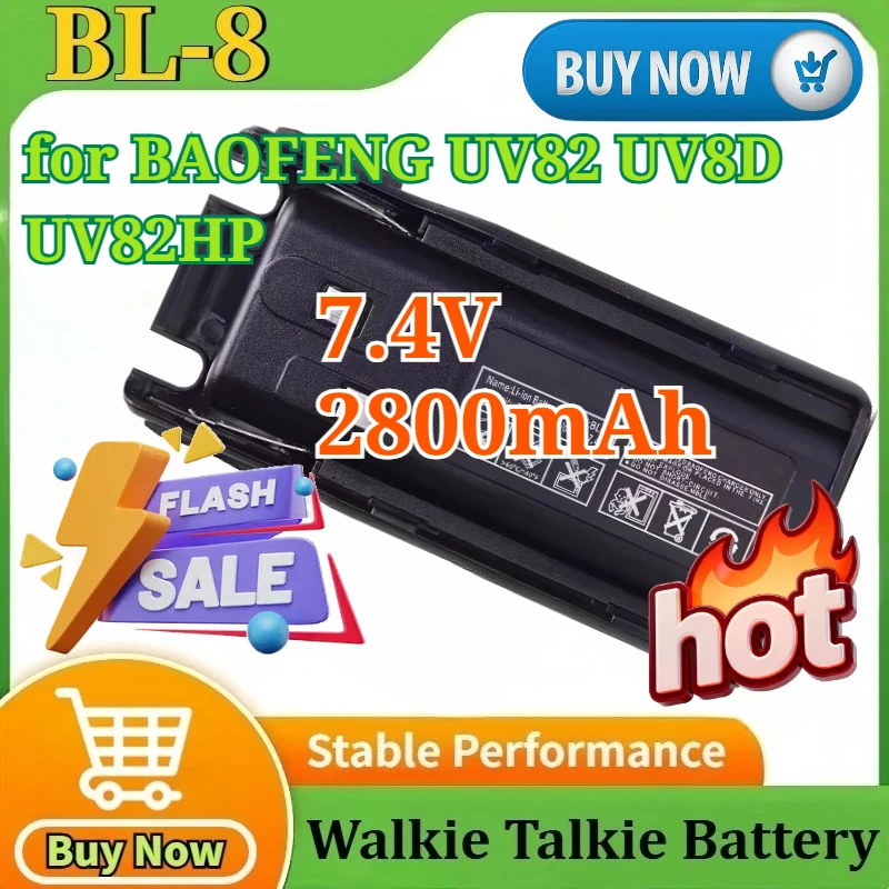 BL-8 7.4V 2.8Ah for BAOFENG UV82 UV8D UV82HP Walkie Talkie Li-ion Battery TYPE-C Charge Two Way Radios Accessories Extra Battery
BL-8 7.4V 2.8Ah for BAOFENG UV82 UV8D UV82HP Walkie Talkie Li-ion Battery TYPE-C Charge Two Way Radios Accessories Extra Battery