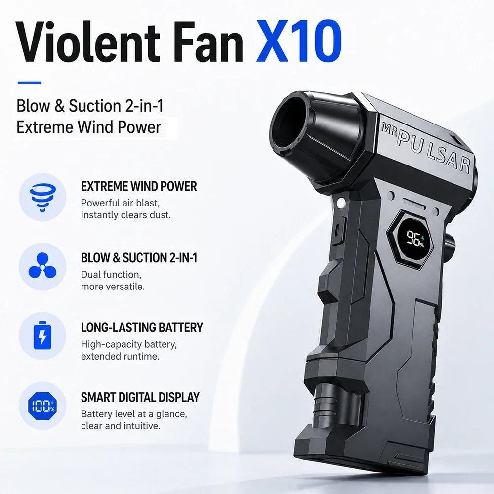Electric Air Blower Wireless Jet Fan Turbo Jet Fan Powerful Rechargeable Air Duster Portable Cleaning Tool For PC Car Pet Drying
Electric Air Blower Wireless Jet Fan Turbo Jet Fan Powerful Rechargeable Air Duster Portable Cleaning Tool For PC Car Pet Drying