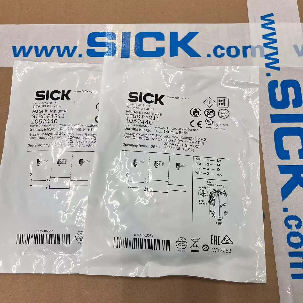SICK Diffuse Reflection Photoelectric Sensor GTB6-P1211 Sensor Order Number 1052440 New In Stock Brand Original Genuine
SICK Diffuse Reflection Photoelectric Sensor GTB6-P1211 Sensor Order Number 1052440 New In Stock Brand Original Genuine