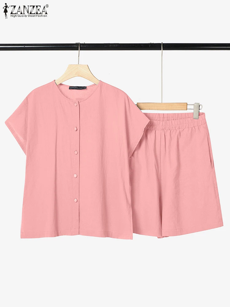ZANZEA Woman Cotton Linen Short Sets Day Wear Elastic Waist Shorts Summer Short Sleeve O-Neck Shirts 2pcs Suits 2 Piece Sets
ZANZEA Woman Cotton Linen Short Sets Day Wear Elastic Waist Shorts Summer Short Sleeve O-Neck Shirts 2pcs Suits 2 Piece Sets