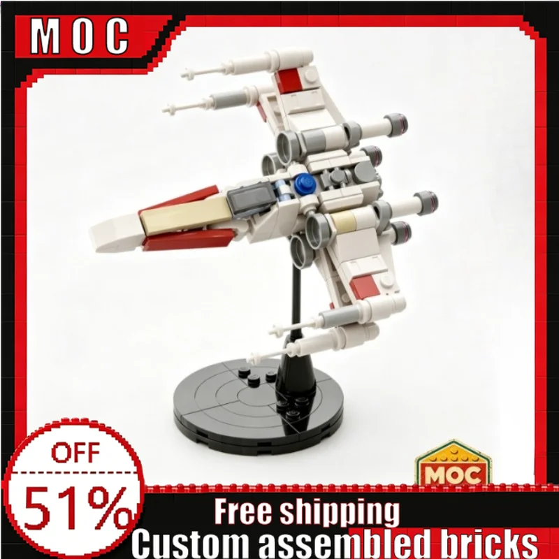 156 Parts MOC Mini Space Fighter Ship Model Custom Building Blocks DIY Assembly Educational Toy With Stand Display Creative Gift
156 Parts MOC Mini Space Fighter Ship Model Custom Building Blocks DIY Assembly Educational Toy With Stand Display Creative Gift
