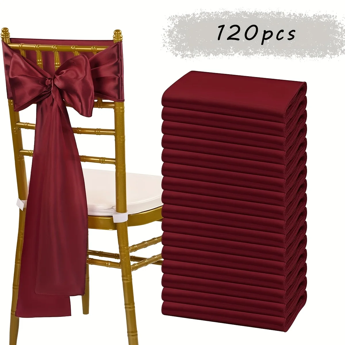 120pcs Satin Chair Belt Bow Universal Chair Streamer Ribbon For Wedding Reception Restaurant Banquet, Party, Hotel Event Decorat
120pcs Satin Chair Belt Bow Universal Chair Streamer Ribbon For Wedding Reception Restaurant Banquet, Party, Hotel Event Decorat