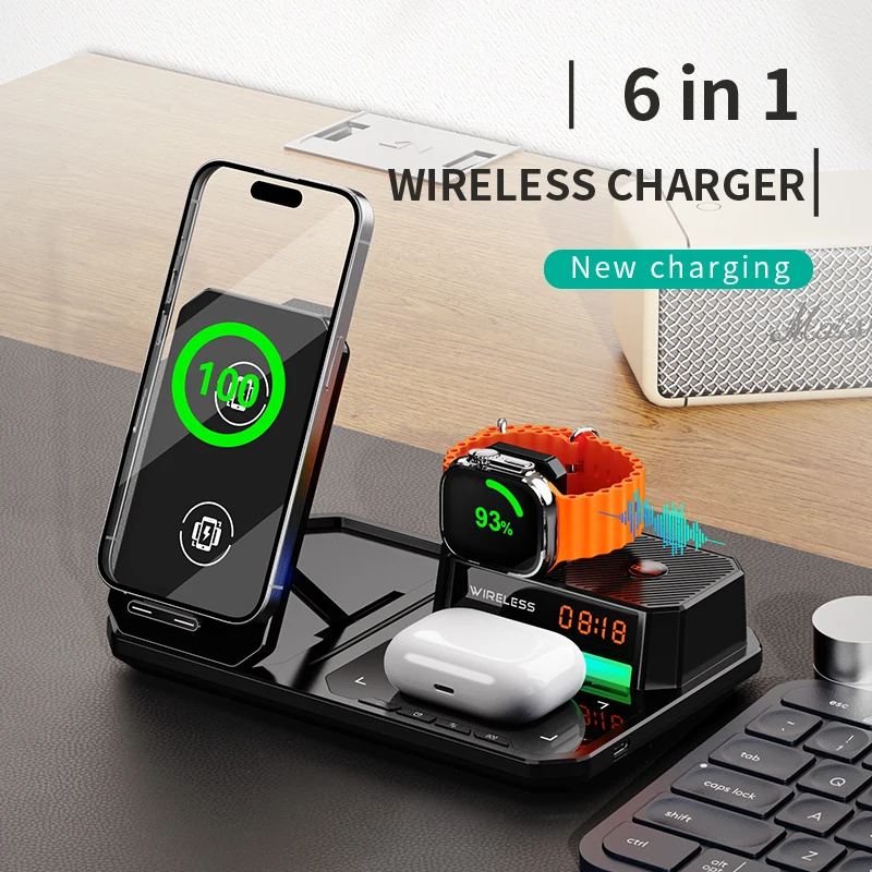 6 in 1 Wireless Charger Charging Station Folding Stand Dock for Galaxy S25 iPhone 12~16 Series iWatch and AirPods 2/3/Pro
6 in 1 Wireless Charger Charging Station Folding Stand Dock for Galaxy S25 iPhone 12~16 Series iWatch and AirPods 2/3/Pro