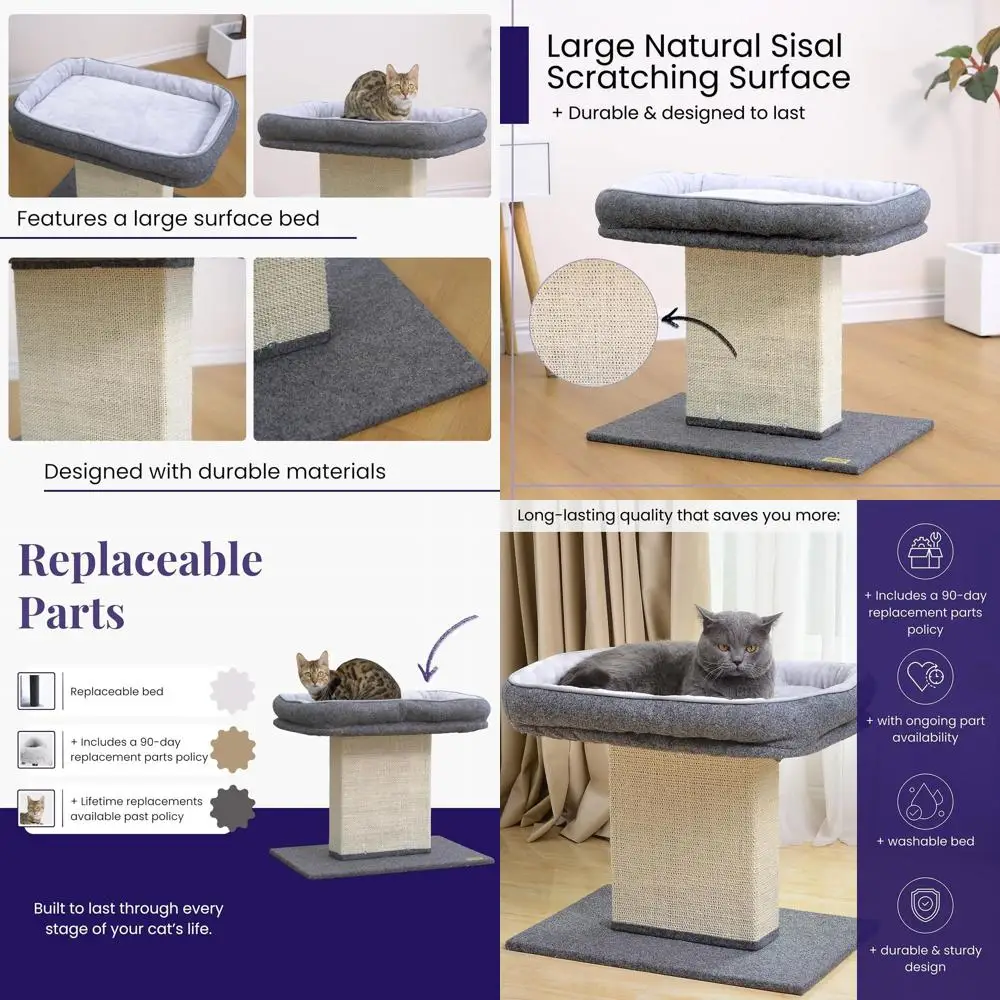 Durable 19 2-Level Cat Tree with Washable Bed, Large Sisal Post, Easy Assembly, Suitable for Cats of All Sizes, Grey
Durable 19 2-Level Cat Tree with Washable Bed, Large Sisal Post, Easy Assembly, Suitable for Cats of All Sizes, Grey