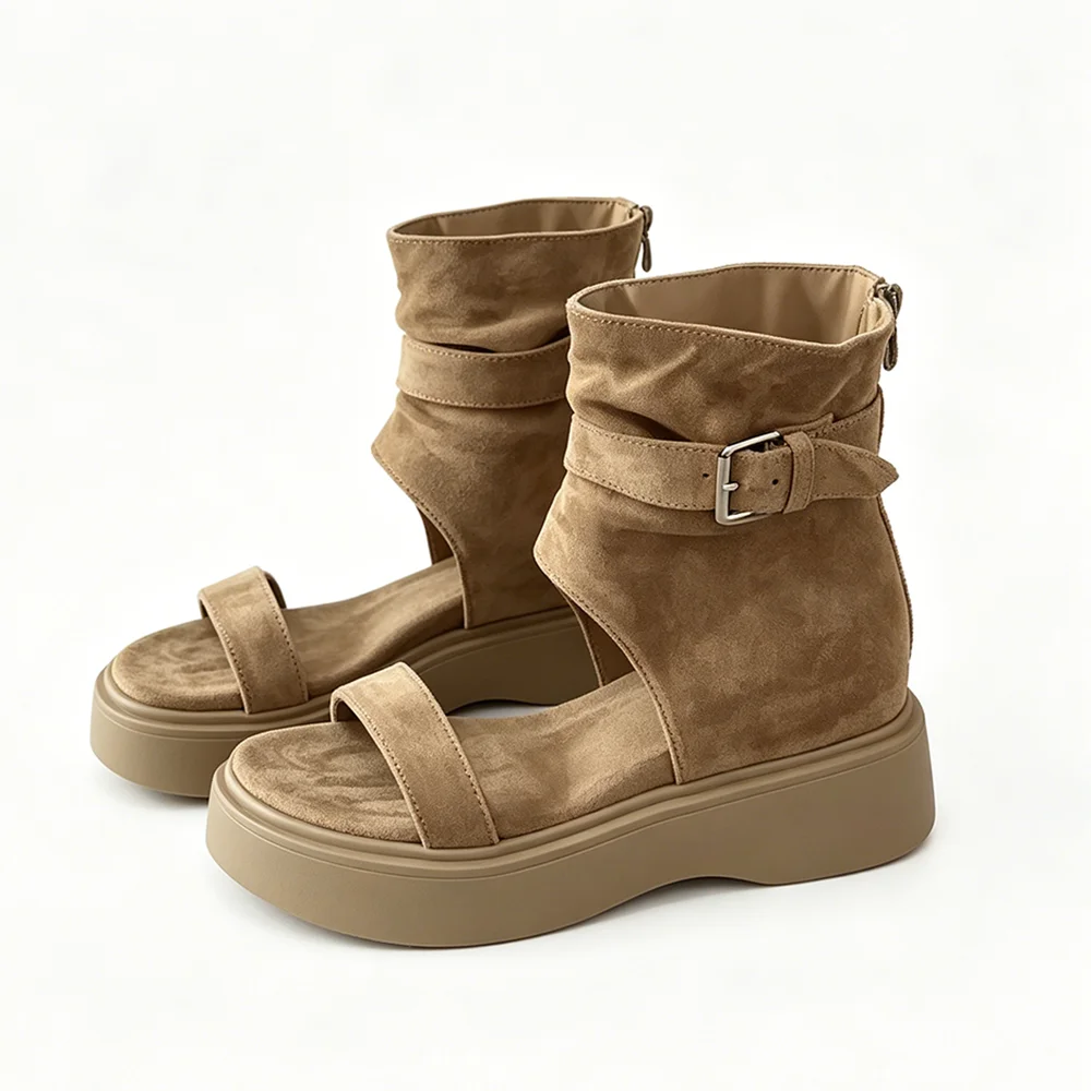 Women Suede Single Strap Buckle Ankle Boot Open Toe Platform Casual Summer Height Increasing Roman Gladiator Sandals Boots Shoes
Women Suede Single Strap Buckle Ankle Boot Open Toe Platform Casual Summer Height Increasing Roman Gladiator Sandals Boots Shoes