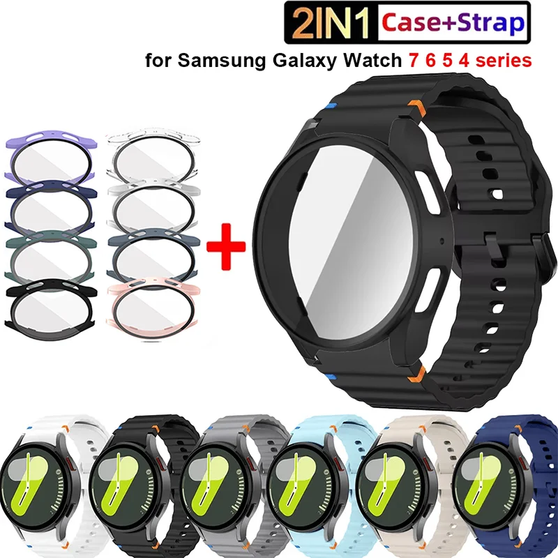 Чехол + ремешок для Samsung Galaxy Watch 7, 40 мм, 44 мм, силиконовый ремешок, браслет из закаленного стекла, пленка для экрана, защитный чехол для ПК, бампер
Чехол + ремешок для Samsung Galaxy Watch 7, 40 мм, 44 мм, силиконовый ремешок, браслет из закаленного стекла, пленка для экрана, защитный чехол для ПК, бампер