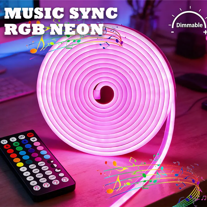 5V USB RGB Multi-Color Neon Strip with 44-Key Remote Dimmable for TV Backlight & Room Decor
5V USB RGB Multi-Color Neon Strip with 44-Key Remote Dimmable for TV Backlight & Room Decor