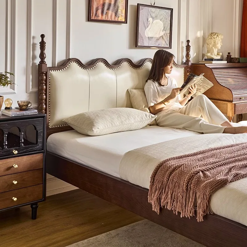 French retro solid wood soft bag bed high-end household bedroom double bed American 1.8 meters bed
French retro solid wood soft bag bed high-end household bedroom double bed American 1.8 meters bed