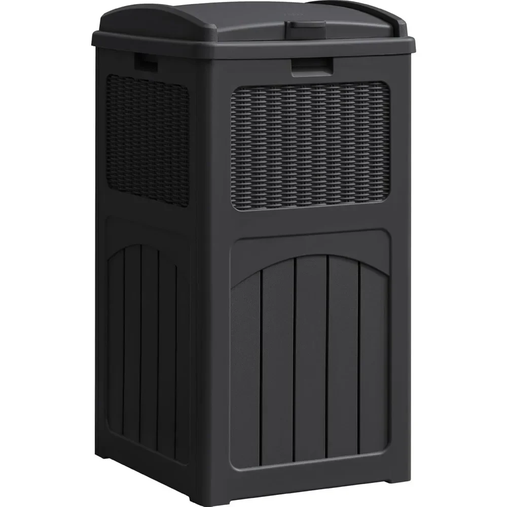 33 Gal Outdoor Trash Can With Lid, Waterproof Black Patio Garbage Bin
33 Gal Outdoor Trash Can With Lid, Waterproof Black Patio Garbage Bin