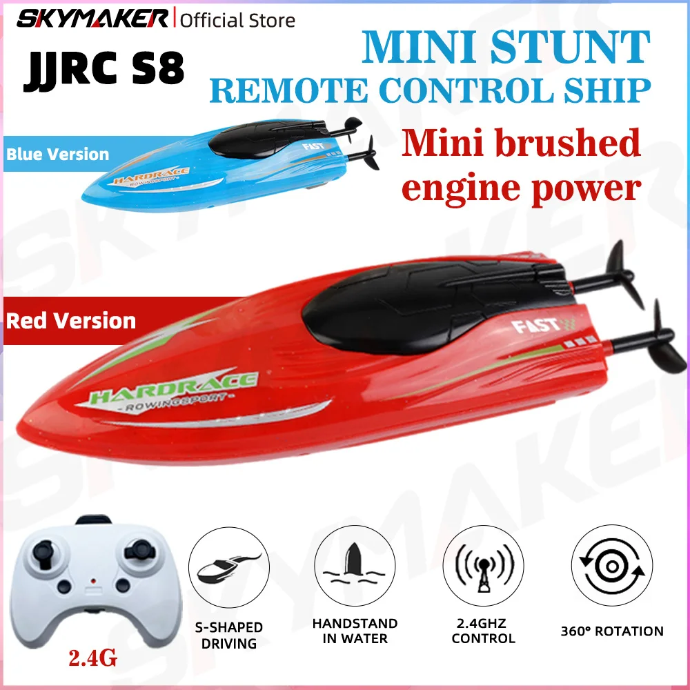 JRC S8 Mini RC Stunt Boat 2.4G Remote Control Speedboat Waterproof 360° Rotation with LED Light Racing Ship Model Gifts Toys
JRC S8 Mini RC Stunt Boat 2.4G Remote Control Speedboat Waterproof 360° Rotation with LED Light Racing Ship Model Gifts Toys