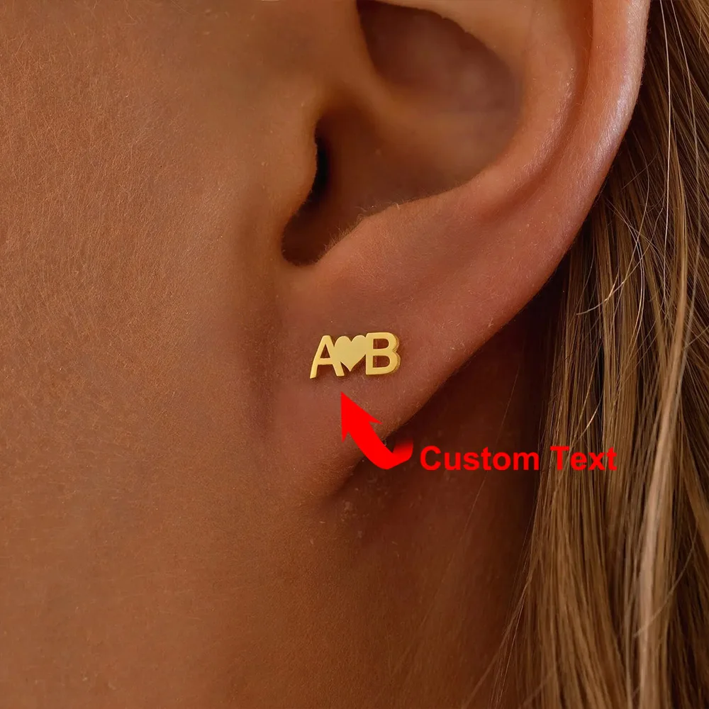 Custom Initial Stud Earrings With Heart Gold Color Stainless Steel Heart Letter Earring Valentine's Day Gift for Wife Mom
Custom Initial Stud Earrings With Heart Gold Color Stainless Steel Heart Letter Earring Valentine's Day Gift for Wife Mom