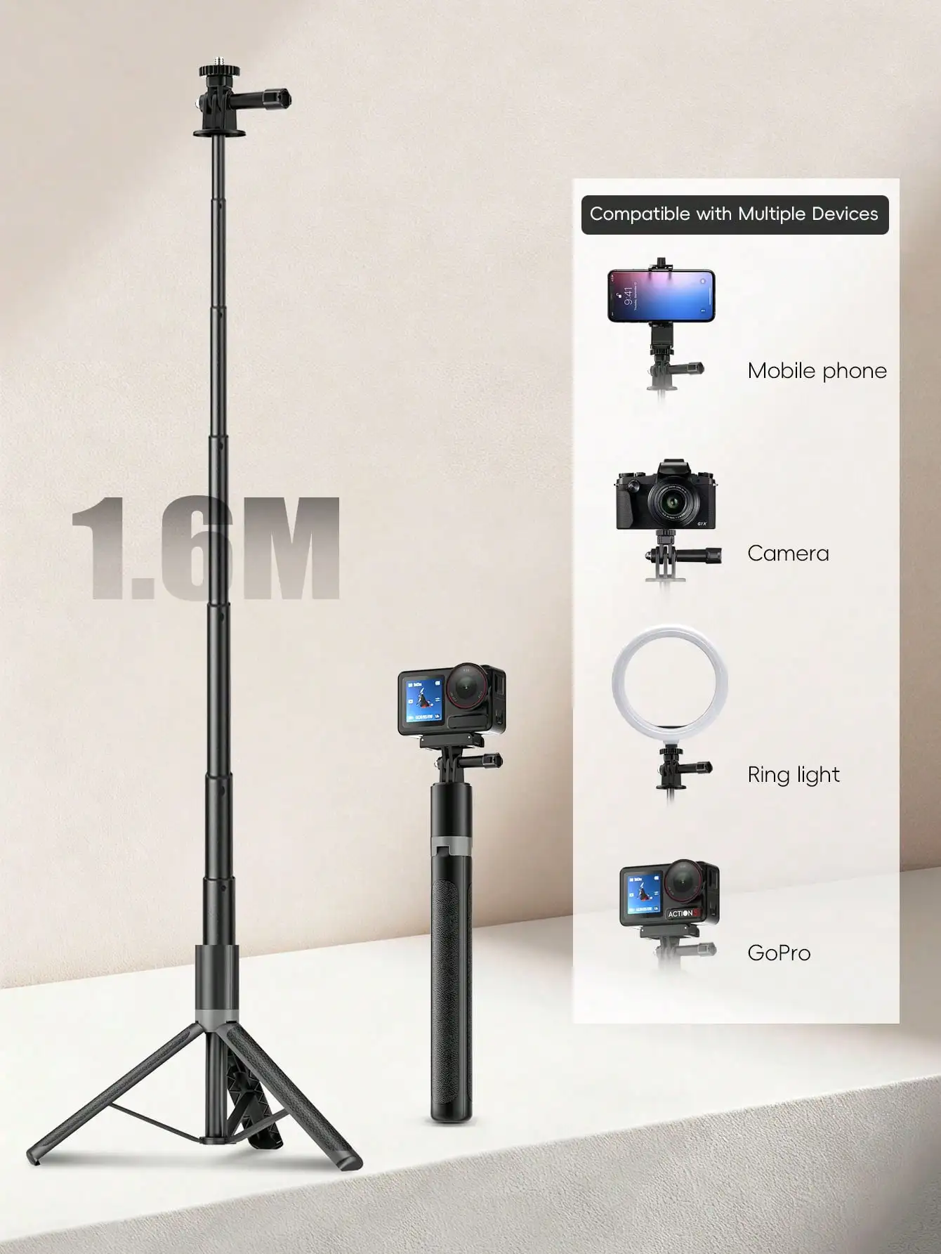 This Latest Model 170cm/69in Bluetooth Remote Control Selfie Stick With Phone Holder And LED Fill Light Is Made Of Alloy Material. It Is Suitable For Video Shooting, Life Recording And Travel. It Is A Portable Tripod Handheld/Freestanding Selfie Stick Tha
This Latest Model 170cm/69in Bluetooth Remote Control Selfie Stick With Phone Holder And LED Fill Light Is Made Of Alloy Material. It Is Suitable For Video Shooting, Life Recording And Travel. It Is A Portable Tripod Handheld/Freestanding Selfie Stick Tha