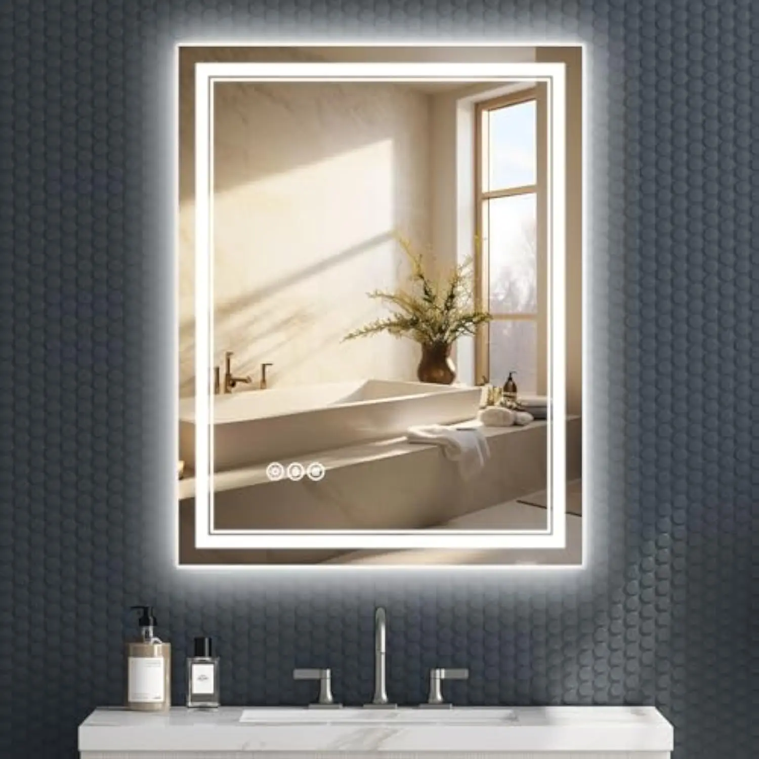 Led Mirror for Bathroom 28X36 Inch - Front and Backlit Mirror - Lighted Bathroom Mirror, Anti-Fog, Dimmable, Brighter Cri 90+,
Led Mirror for Bathroom 28X36 Inch - Front and Backlit Mirror - Lighted Bathroom Mirror, Anti-Fog, Dimmable, Brighter Cri 90+,