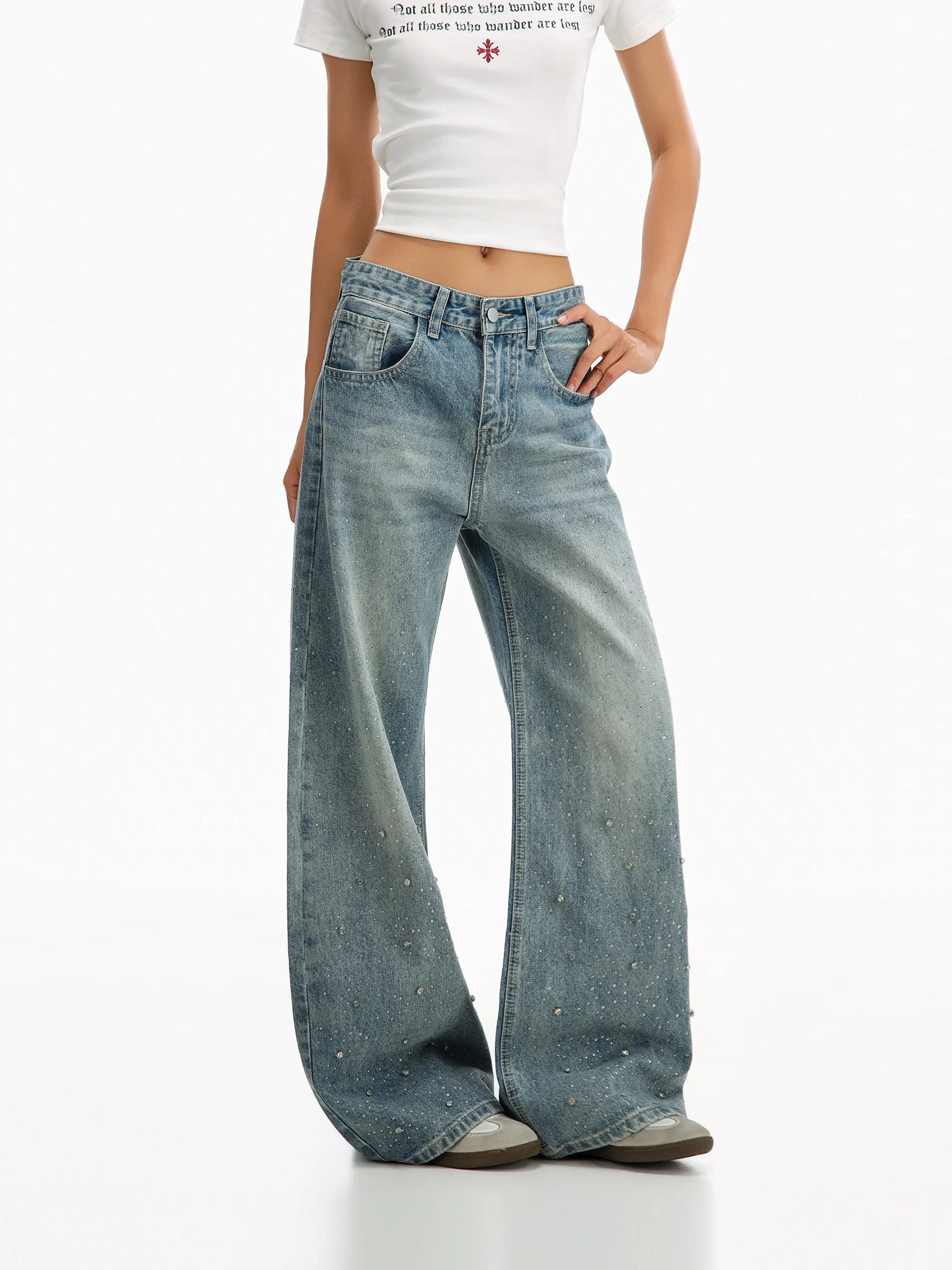 Cool Heavy Duty Rhinestone Decorated Wide Leg Jeans Women's Trendy Spicy Girl Blue Jeans Casual Comfortable Breathable
Cool Heavy Duty Rhinestone Decorated Wide Leg Jeans Women's Trendy Spicy Girl Blue Jeans Casual Comfortable Breathable