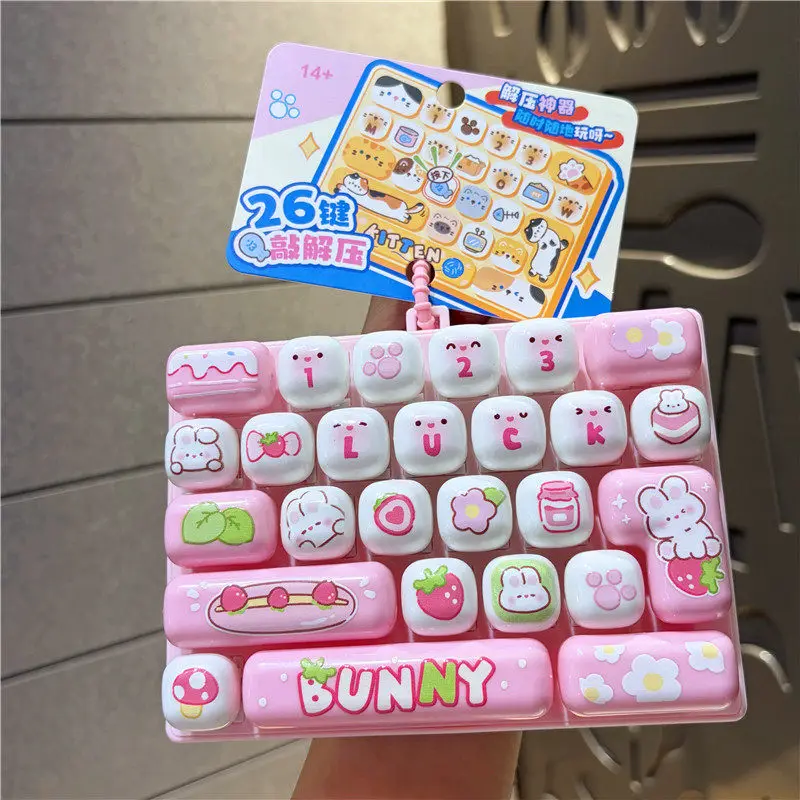 Strawberry Bunny Fidget Toy 26 Keys Stress Relief Keyboard Keychain Cartoon Pattern Backpack Pendant Decompression For Adult
Strawberry Bunny Fidget Toy 26 Keys Stress Relief Keyboard Keychain Cartoon Pattern Backpack Pendant Decompression For Adult
