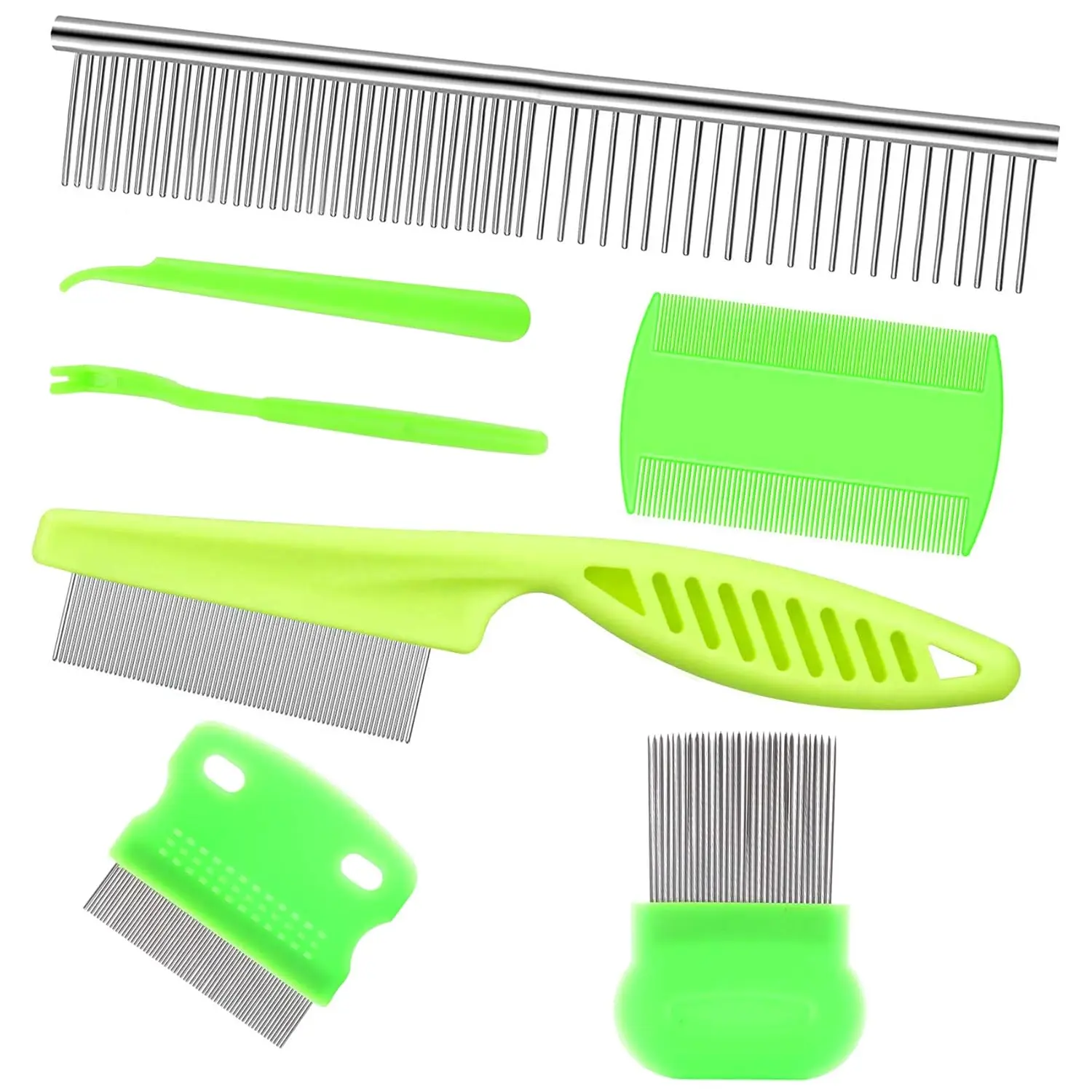 7Pcs Pet Flea Comb Set Fine Tooth Stainless Steel for Dogs Cats Grooming
7Pcs Pet Flea Comb Set Fine Tooth Stainless Steel for Dogs Cats Grooming