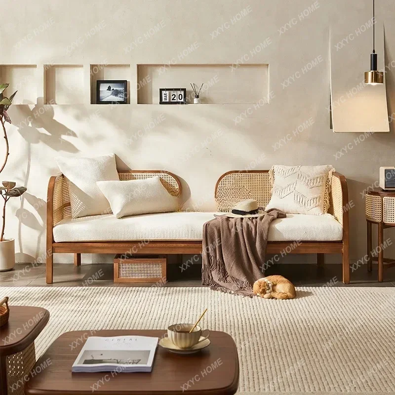 A NEW Wabi Sandy Wind Solid Wood Rattan Sofa Nordic Vintage Furniture Living Room Rattan Chair
A NEW Wabi Sandy Wind Solid Wood Rattan Sofa Nordic Vintage Furniture Living Room Rattan Chair