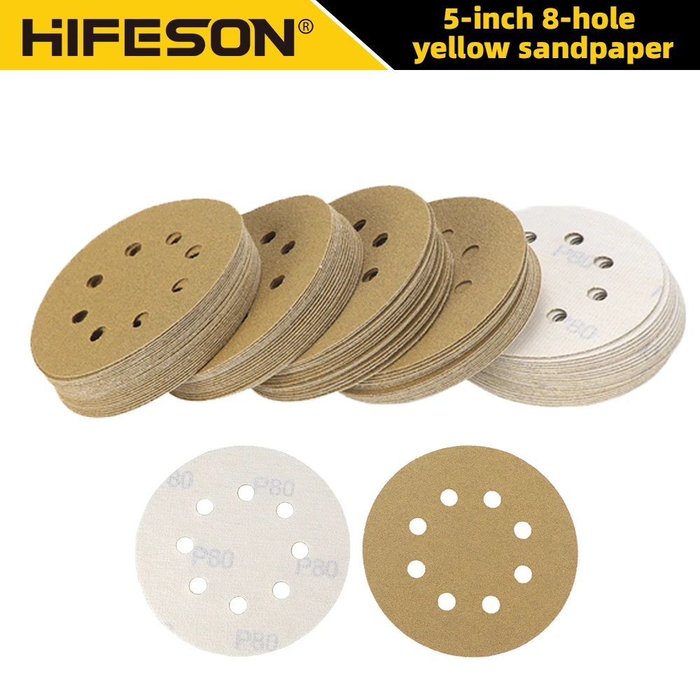 20pcs/50pcs/100pcs 5inch Vacuum Yellow Sandpaper 125mm 8 Holes Grinding Disc Abrasive Polishing Sanding Accessories
20pcs/50pcs/100pcs 5inch Vacuum Yellow Sandpaper 125mm 8 Holes Grinding Disc Abrasive Polishing Sanding Accessories
