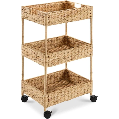 3-Tier Water Hyacinth Rolling Utility Cart with Wheels, Storage Organizer for Bathroom Craft Laundry Room, Natural
3-Tier Water Hyacinth Rolling Utility Cart with Wheels, Storage Organizer for Bathroom Craft Laundry Room, Natural