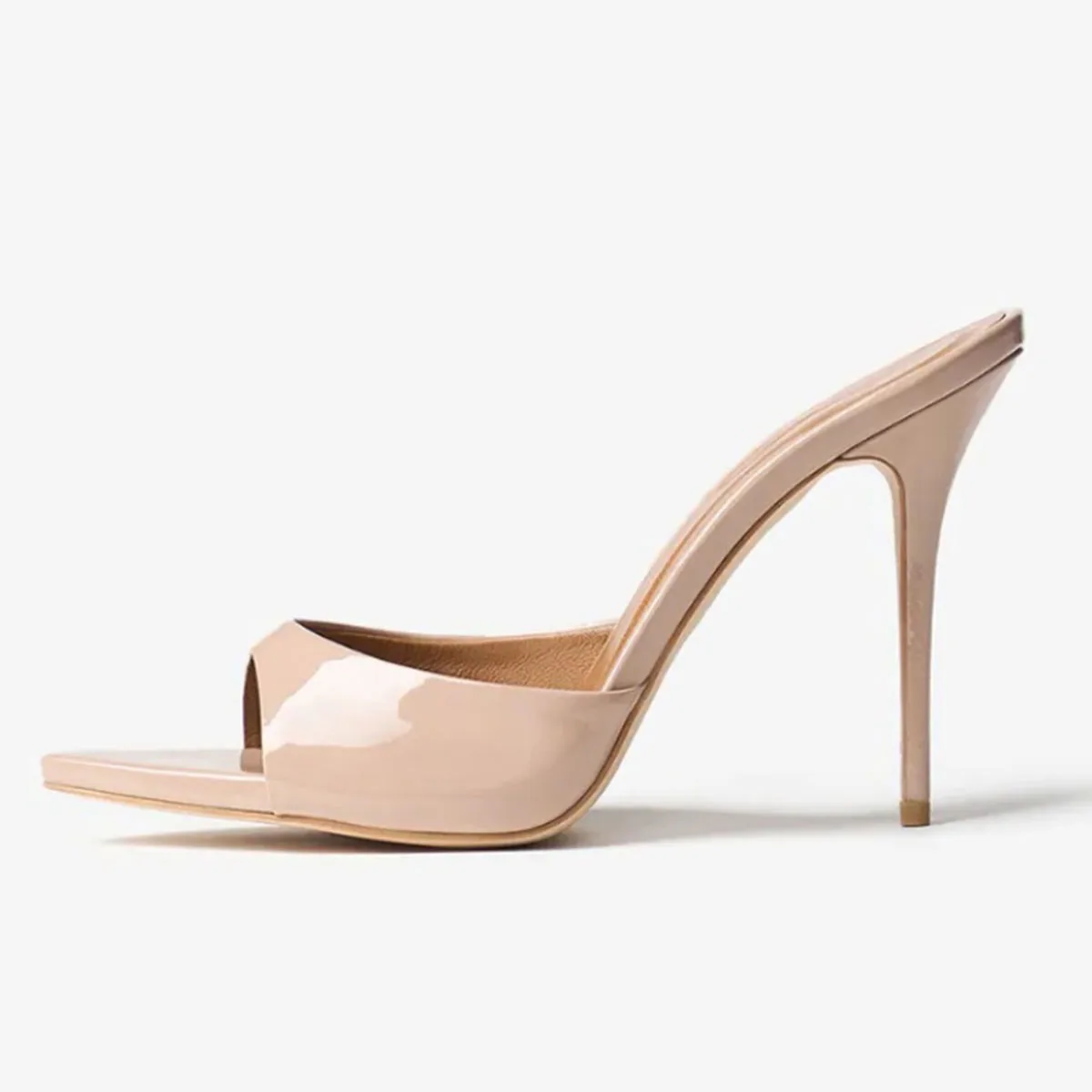 Arden Furtado Summer Patent Leather Thin heels Peep toe Mules pointed Slip-on Super high heel Word slippers Banquet shoes
Arden Furtado Summer Patent Leather Thin heels Peep toe Mules pointed Slip-on Super high heel Word slippers Banquet shoes