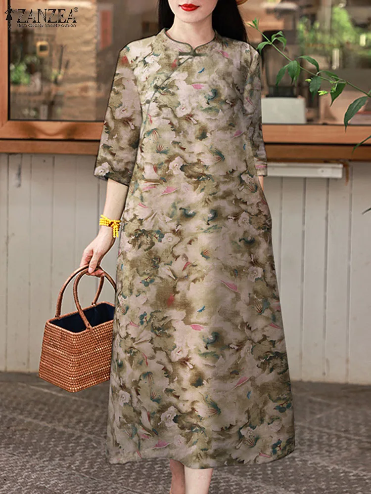 Bohemain Floral Dress ZANZEA Vintage Sundress Women Summer 3/4 Sleeve O Neck Dresses Holiday Robe Femme Elegant Loose Vestidos
Bohemain Floral Dress ZANZEA Vintage Sundress Women Summer 3/4 Sleeve O Neck Dresses Holiday Robe Femme Elegant Loose Vestidos