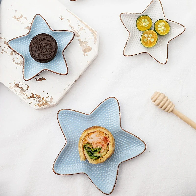 Japanese Ceramic Ocean Blue Dessert Plate Home Star Shaped Snack Plate Restaurant Creative Fruit Plate Kitchen Supplies
Japanese Ceramic Ocean Blue Dessert Plate Home Star Shaped Snack Plate Restaurant Creative Fruit Plate Kitchen Supplies