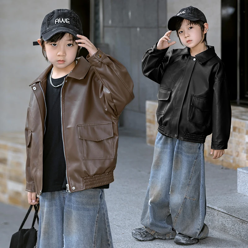 Baby Boys Fashion Autumn PU Leather Jacket Kids Brown Black Leather Coat Casual Outerwear Children Elegant Outfit 2 3 4 5 7 8 9Y
Baby Boys Fashion Autumn PU Leather Jacket Kids Brown Black Leather Coat Casual Outerwear Children Elegant Outfit 2 3 4 5 7 8 9Y