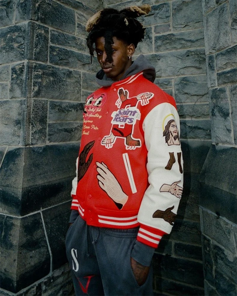 New Saint Michael Ball Star Same Red Embroidered Patch Baseball Jacket American Casual High Street Fashion Brand Fashion Coat
New Saint Michael Ball Star Same Red Embroidered Patch Baseball Jacket American Casual High Street Fashion Brand Fashion Coat