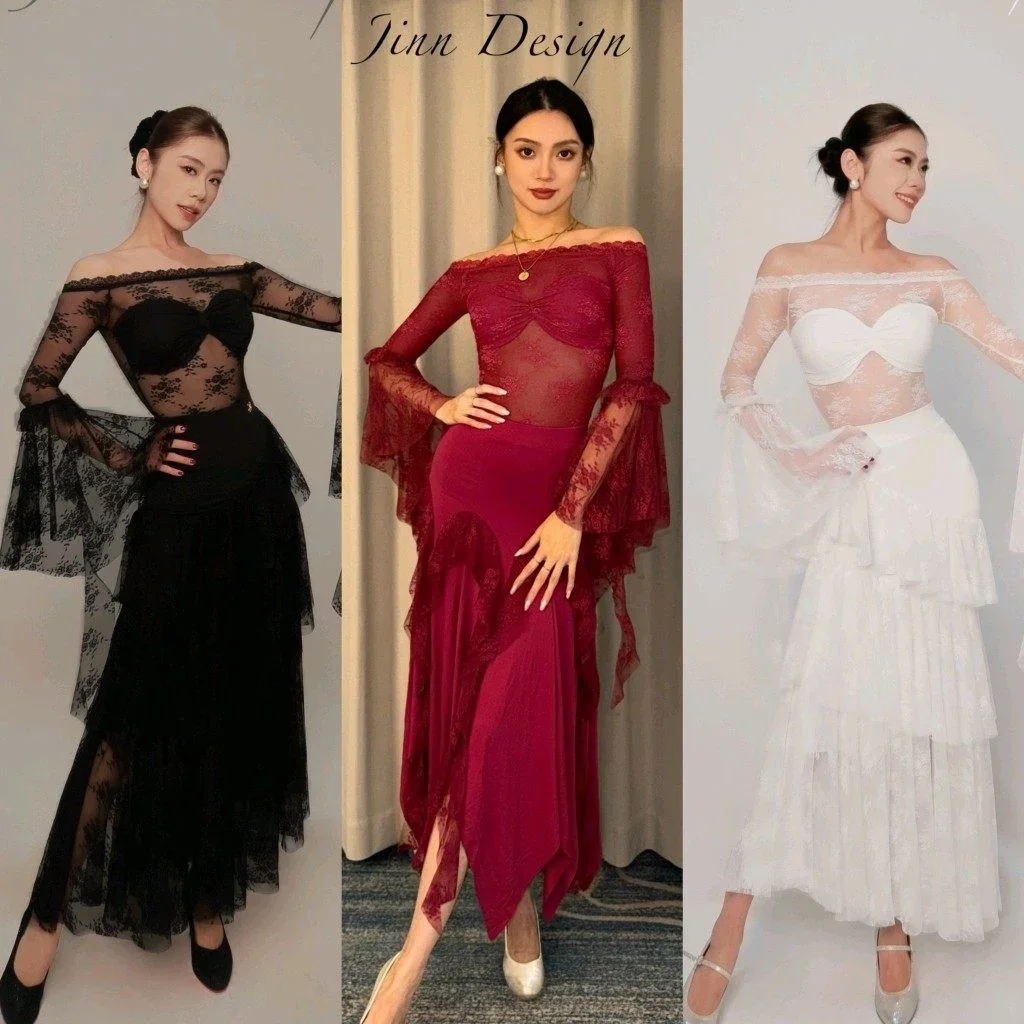 Women's Waltz Ballroom Dance Clothing Off Shoulder Lace Tops White Black Red Skirts Tango Standrad Dancewear Performance Dress
Women's Waltz Ballroom Dance Clothing Off Shoulder Lace Tops White Black Red Skirts Tango Standrad Dancewear Performance Dress