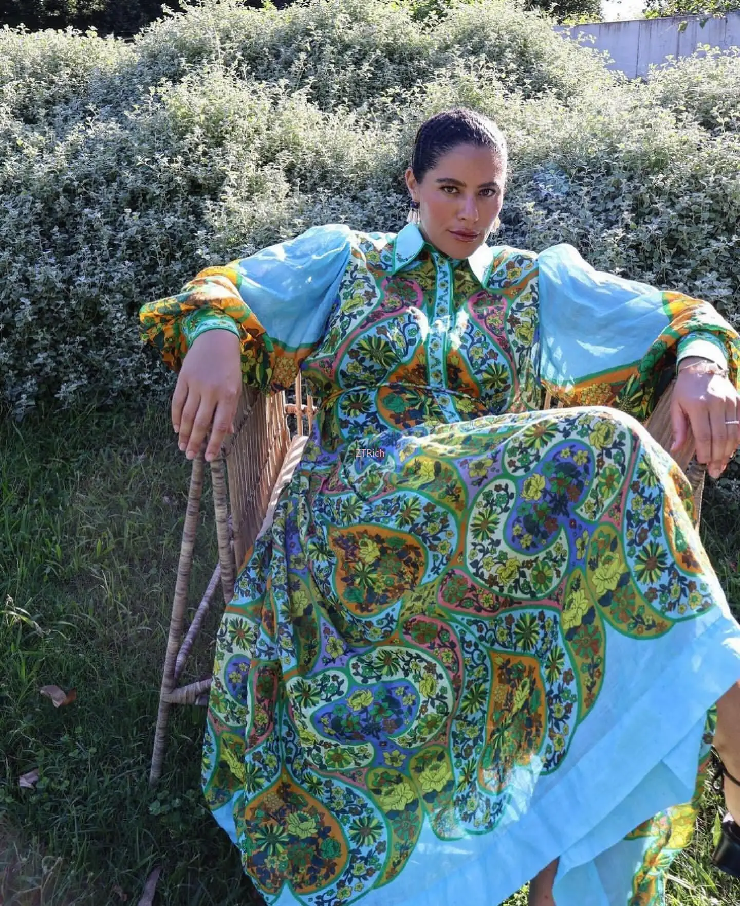 Women Green Printed Turn-down Collar Single Breasted Ramie Holiday Long Dress
Women Green Printed Turn-down Collar Single Breasted Ramie Holiday Long Dress