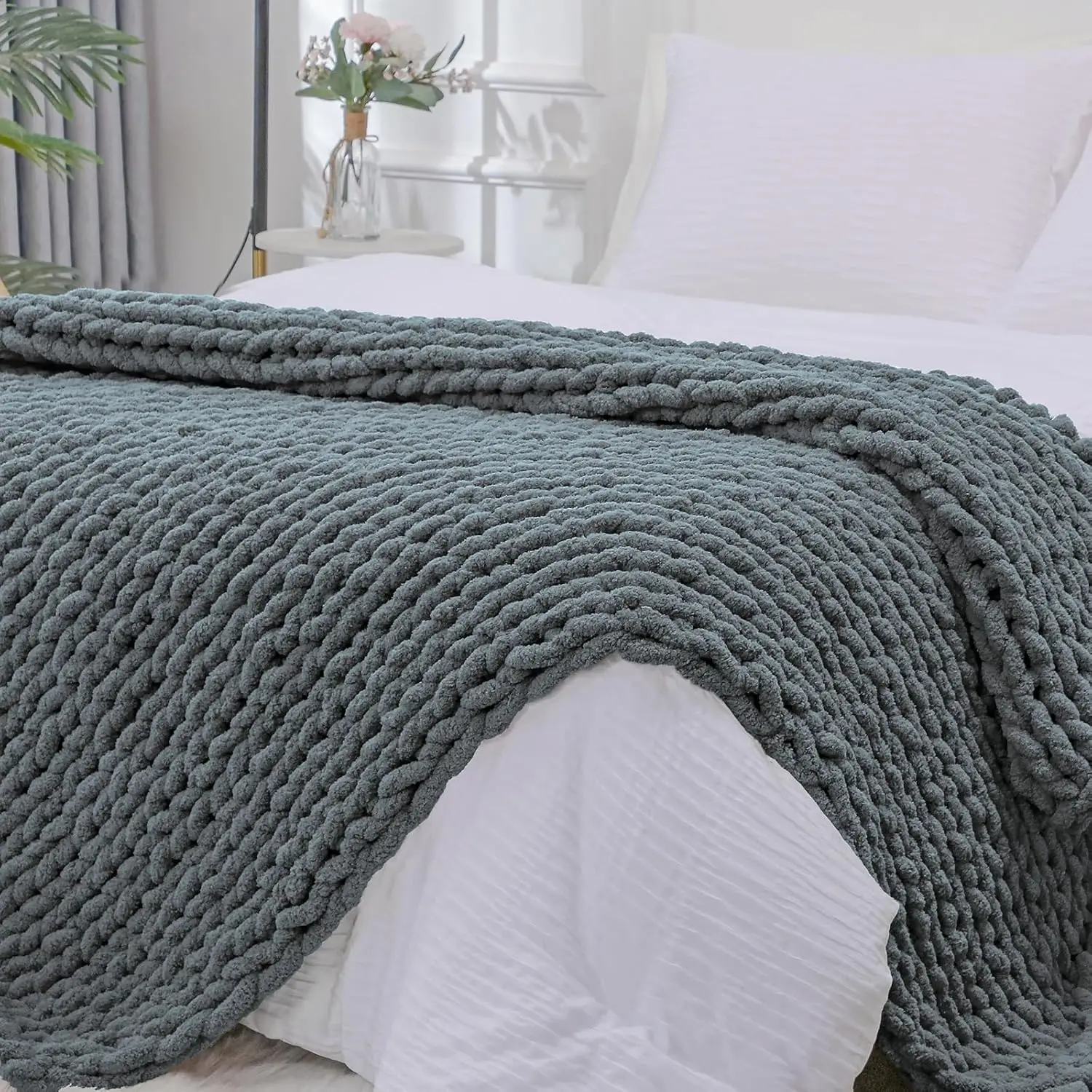 Chunky Knit Throw Blanket For Couch, 51X63 Hes, 100% Hand Knitted With Thi Jumbo Chenille Yarn, Cozy Soft Large Rope Knot Cable
Chunky Knit Throw Blanket For Couch, 51X63 Hes, 100% Hand Knitted With Thi Jumbo Chenille Yarn, Cozy Soft Large Rope Knot Cable